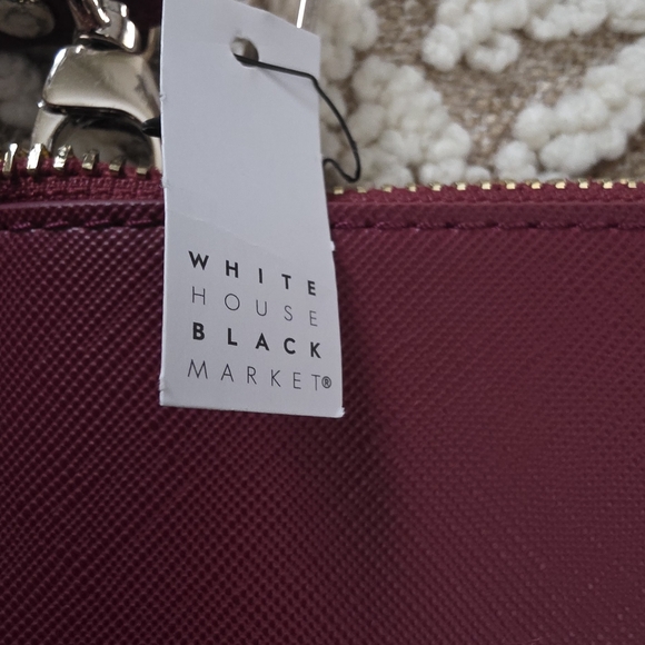 NEW White House Black Market Burgundy Floral Large Studded Clutch - Picture 4 of 6